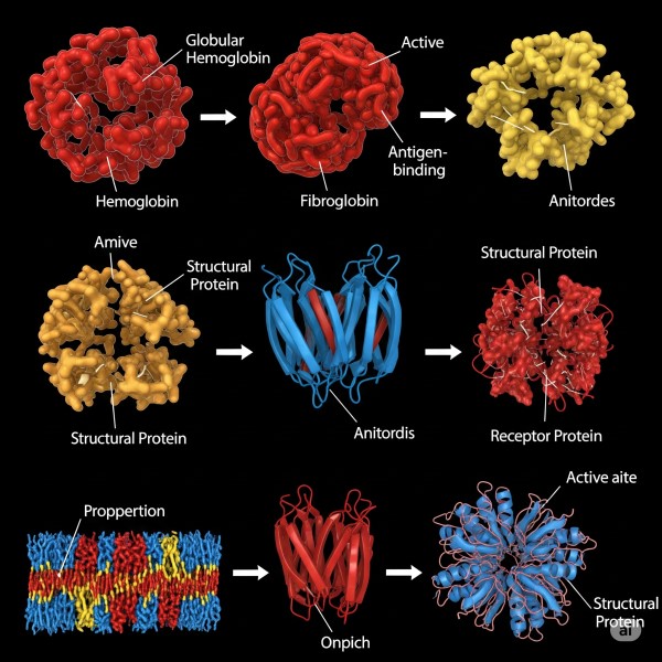 Decoding the Future of Healthcare: Precision Medicine and the Omics Technology 6 A visual representation of diverse protein structures, emphasizing their functional roles in the body.