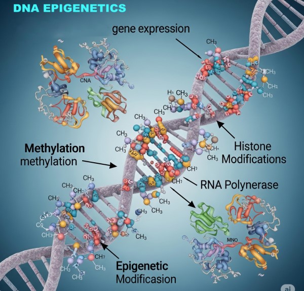 Decoding the Future of Healthcare: Precision Medicine and the Omics Technology 7 Image depicting epigenetic mechanisms that regulate gene expression.