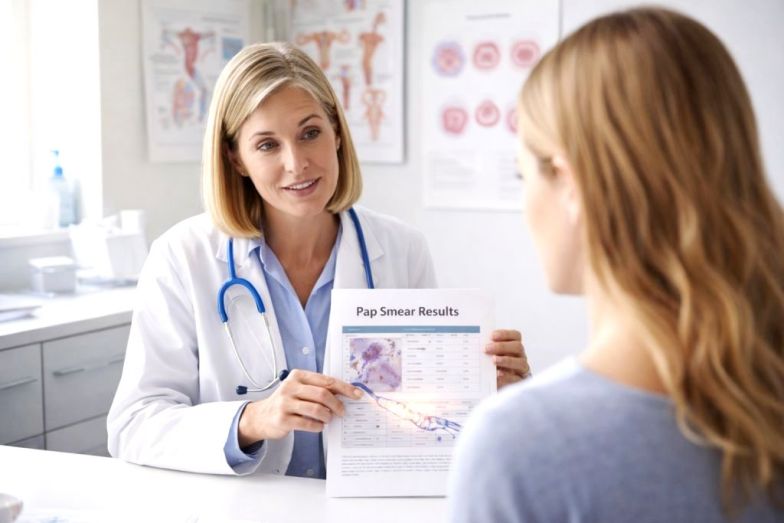 Doctor explaining Pap smear results to patient