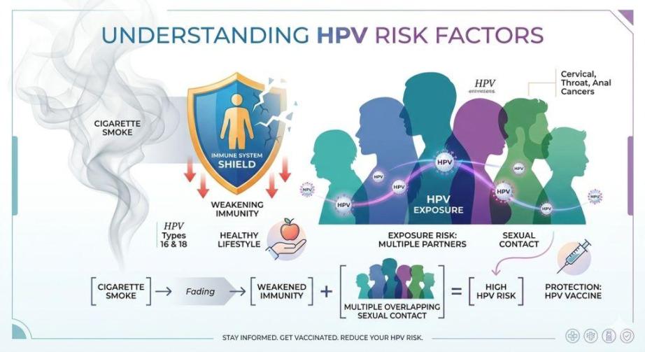 Illustration showing HPV risk factors