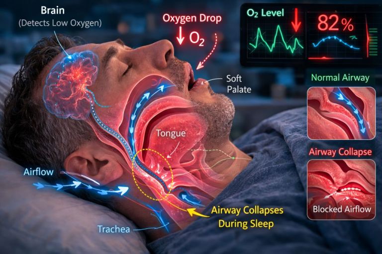 Obstructive sleep apnea illustration