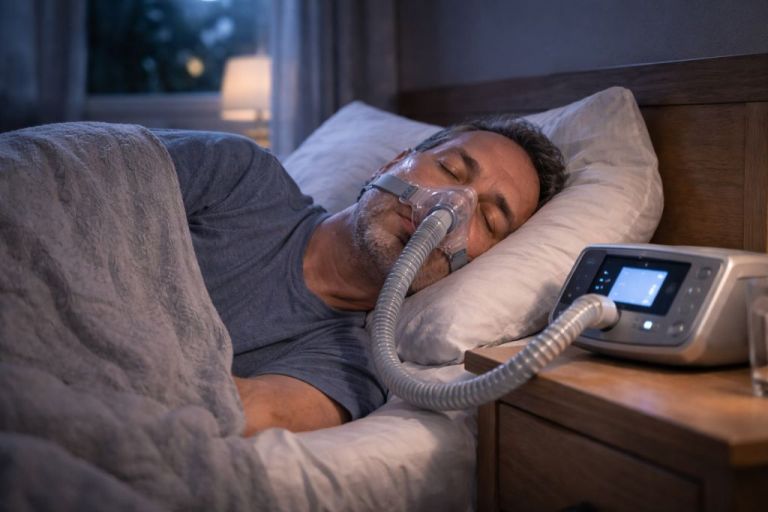 Sleep support at night with CPAP